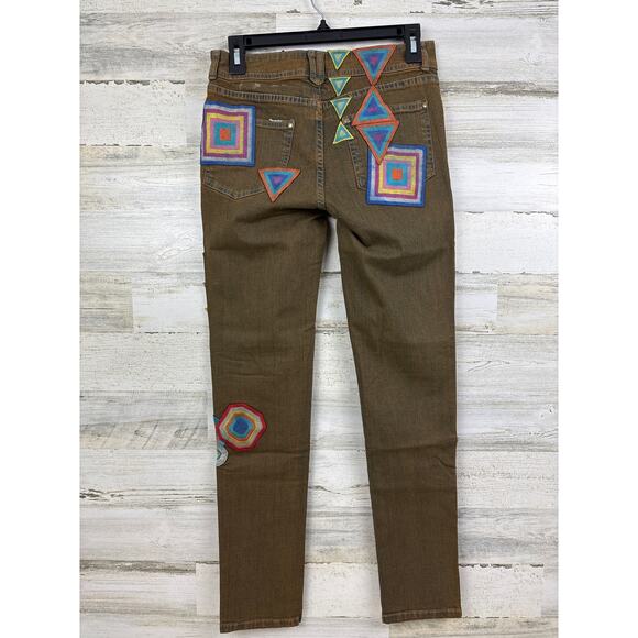 Revolve chaser womens 27 boho Patched Denim Skinny Jean pants new retro - Picture 3 of 7